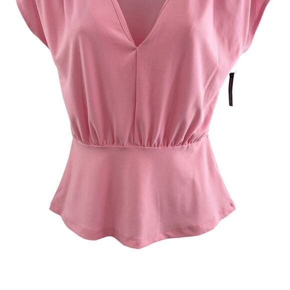 Leith Peplum Top Women's Size XXS Pink Sleeveless V-Neck Stretchy *Flaws - Picture 7 of 14